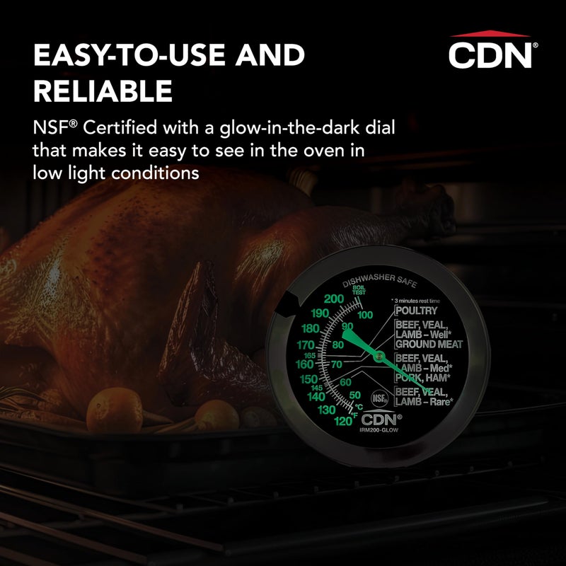 CDN ترمومتر لحم مقاوم للفرن CDN - قرص مضيء | ProAccurate® | مقاوم للماء | 2" قرص | للشواء، الدواجن، اللحم البقري | قابل لإعادة المعايرة | سهل القراءة | IRM200-GLOW - Image 5